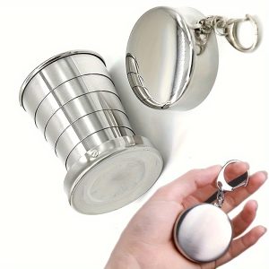 2.54u002F5.07u002F8.45 oz Stainless Steel Folding Cup, Camping Cookware Retractable Teacups