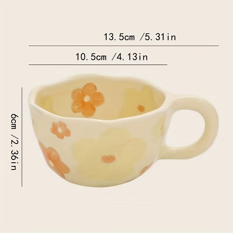 8.5oz Milky Yellow Ceramic Tulip Mug - Hand Pinched Irregular Coffee Cup, Matcha Tea Cup, Oatmeal Cup, Small Flower Breakfast Cup, Reusable for Home, Office or Cafe, Gift for Birthdays, Christmas, Halloween, Easter, Youngster's Day - Image 6