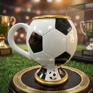3D Soccer Coffee Mug, Football Fan Personalized Gift, Soccer Coffee Cup, Water Cup, Valentine'S Day Gift, Father'S Day Gift, Large Capacity, 3D Relief Craft