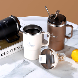 1pc Stainless Steel Insulated Coffee Mug 19.3 Oz with Lid And Spoon - Reusable, Multipurpose Thermal Cup for Office, Travel, And Sports - Tea Infuser Included - Hand Wash Solely - Ideal Gift for Halloween, Christmas