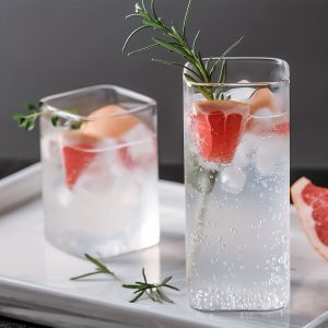 4u002F6pcs Set of High-Temperature Resistant Transparent Square Single-Layer Glass Tumblers (8.45u002F13.53u002F16.91oz Multiple Sizes) - Large Capacity High Borosilicate Glass Party Cups, Suitable for Juice, Beverages, Coffee, Cocktails, Beer, and Mixed Drinks