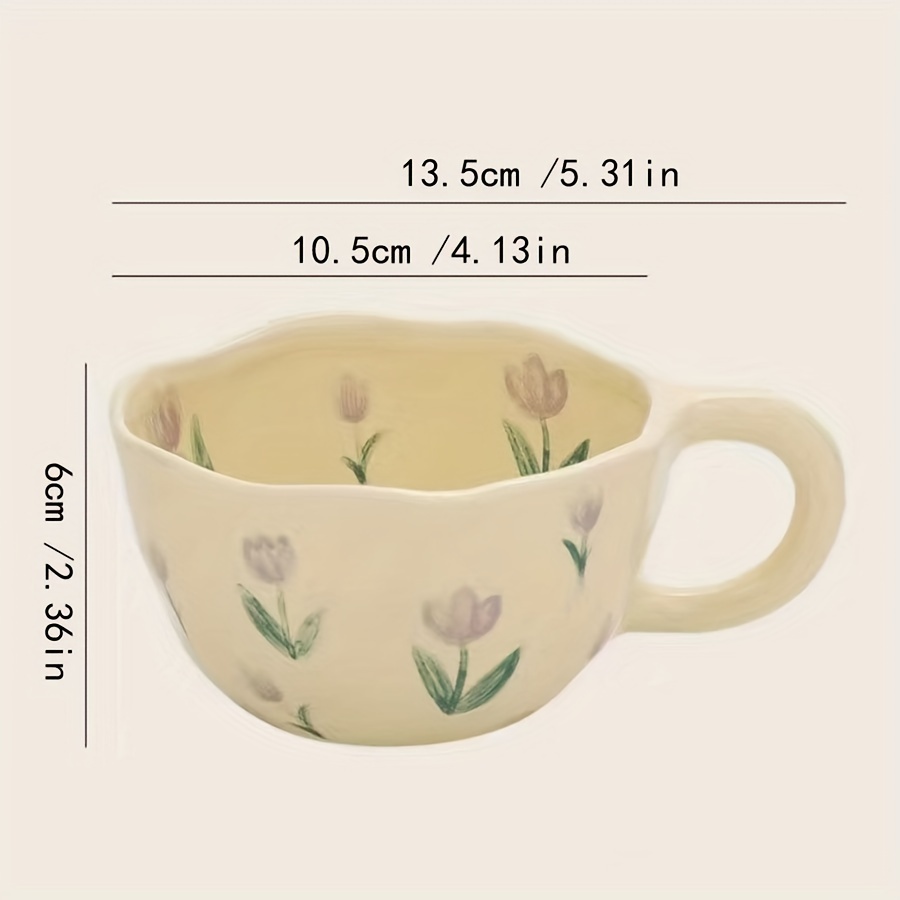 8.5oz Milky Yellow Ceramic Tulip Mug - Hand Pinched Irregular Coffee Cup, Matcha Tea Cup, Oatmeal Cup, Small Flower Breakfast Cup, Reusable for Home, Office or Cafe, Gift for Birthdays, Christmas, Halloween, Easter, Youngster's Day - Image 8